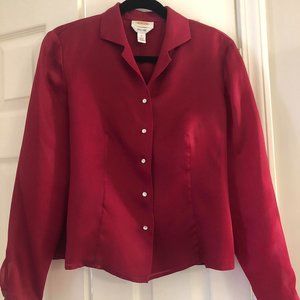 Cranberry silk blouse - formal/dressy - Size 8